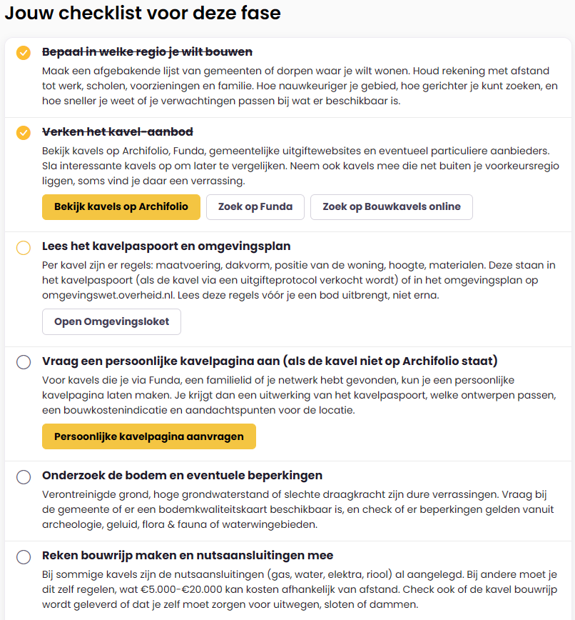 Checklist in Mijn Bouwplan