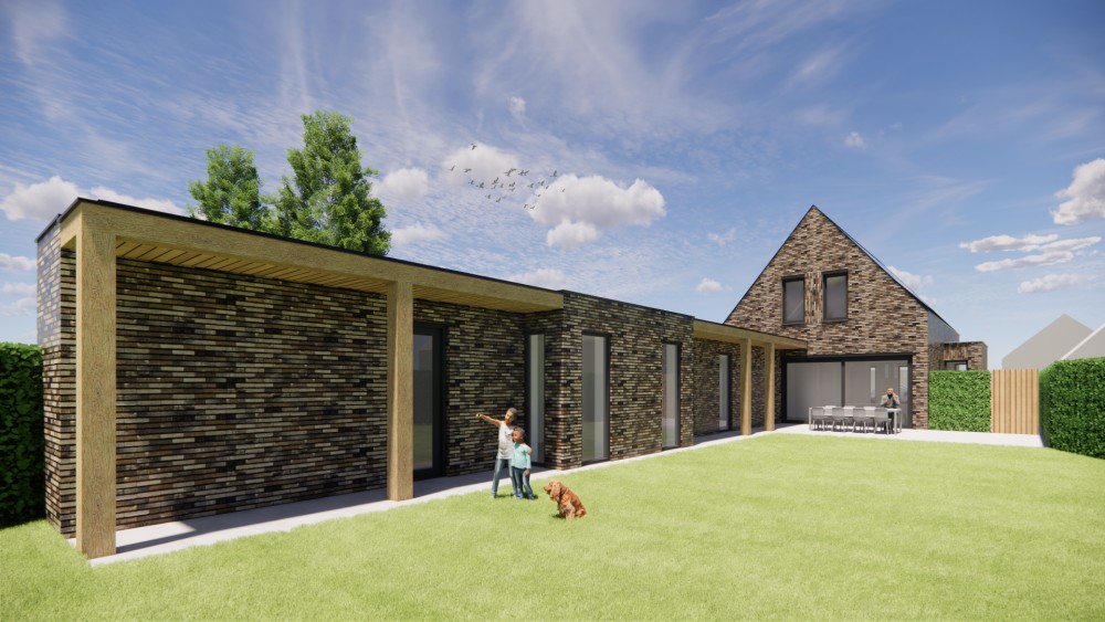 Afbeelding van Moderne schuurwoning met metselwerk, felsdak en houten accenten - d9a95749-4a1b-4b21-8354-05a8e82d1d1c