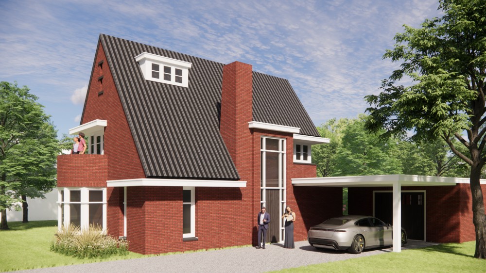 Afbeelding van Vrijstaande jaren 30 woning in metselwerk met zadeldak en gegolfde dakpannen - 4f042557-6fd6-4c2a-8c78-6446e6f3631d
