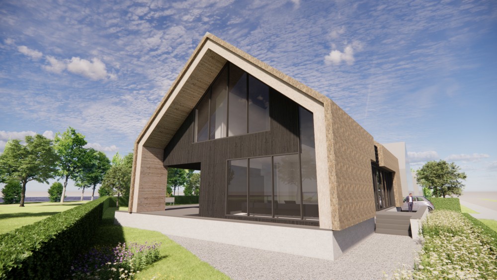 Afbeelding van Moderne schuurwoning met rieten zadeldak en houten gevels - e3d9682a-ffd3-47d6-8717-ac548a74fbd5