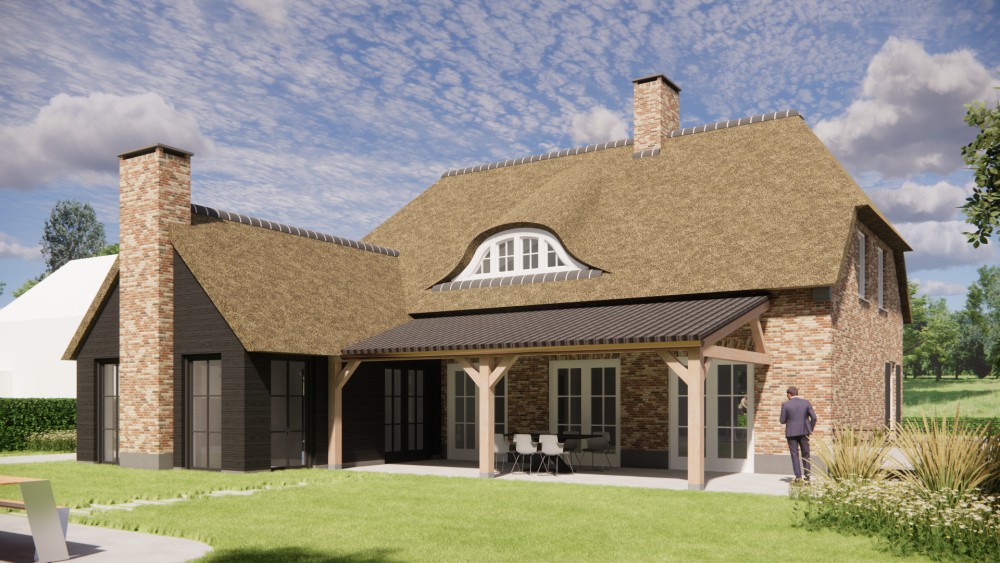 Afbeelding van Boerderijwoning met rieten wolfsdak en houten accenten - 4222a52c-2e5d-4844-bf5f-67b7faec35f7