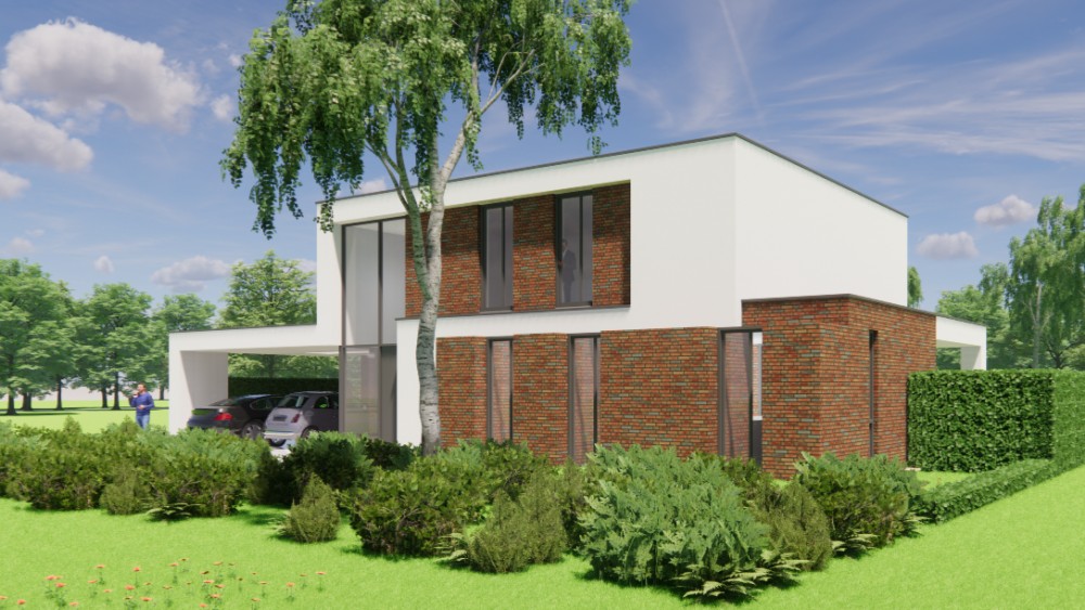 Afbeelding van Kubistische villa met strak pleisterwerk en royale raampartijen - cf671f28-199e-4e8b-8ab9-bacbc466d1b8