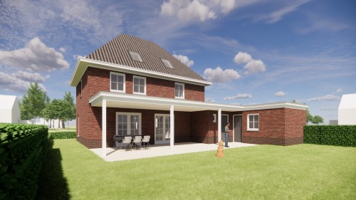 Afbeelding van Traditionele notariswoning met metselwerk gevel, schilddak en witte betimmerde dakrand - b4e2406b-dbaa-4ca7-9084-e58a7ab5c68e