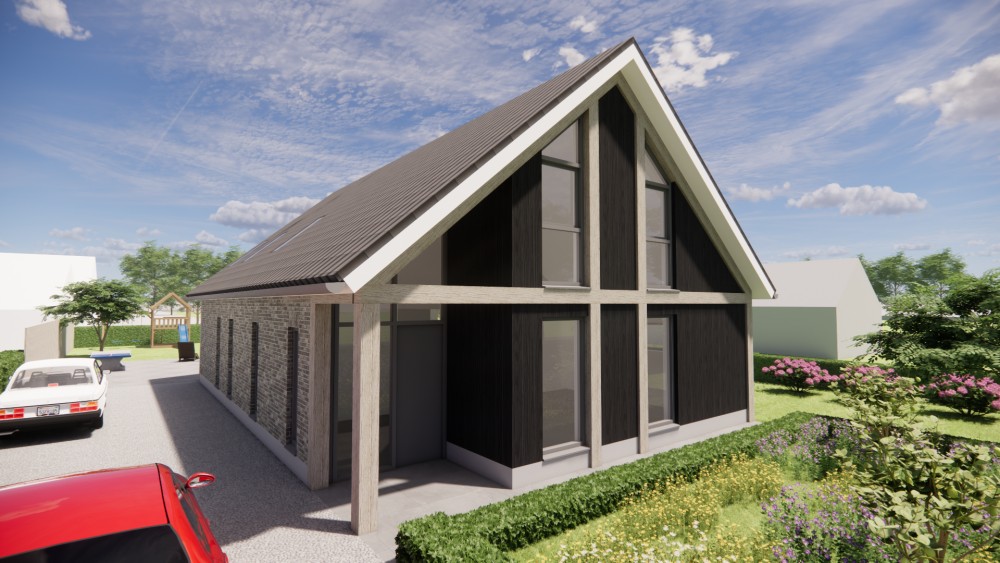 Afbeelding van Vrijstaande schuurwoning met houten gevel, hoekkozijnen en overkapt terras - b40e0447-e57f-4f10-8292-d79c7be398e8