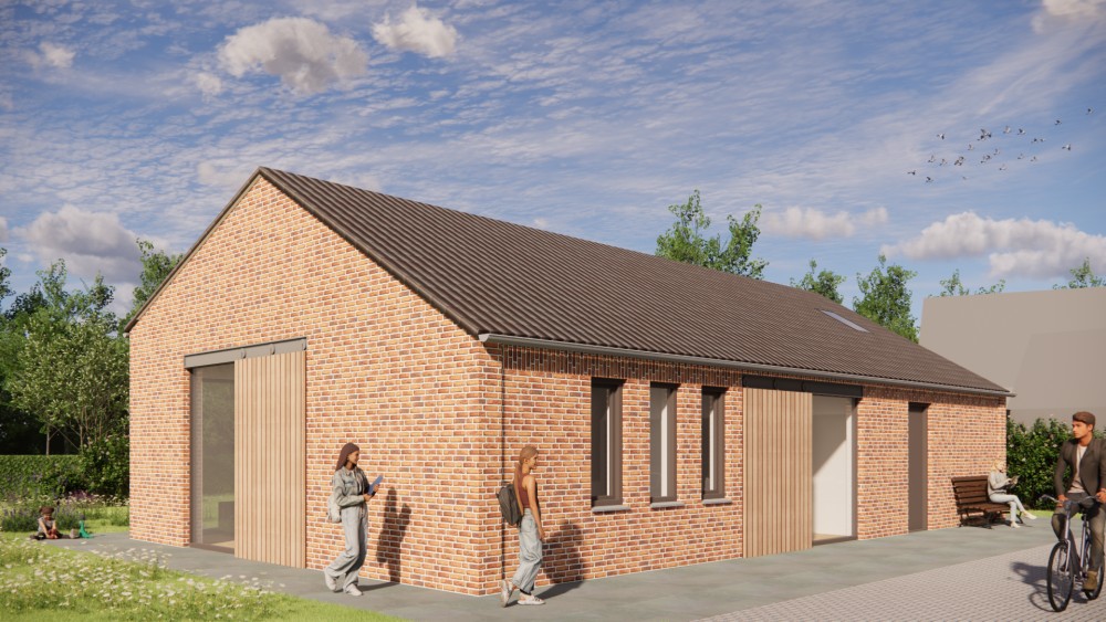 Afbeelding van Moderne woning met zadeldak, metselwerk en houten accenten - 5ea15db1-4eaa-48cb-9142-bb2906fdde0c