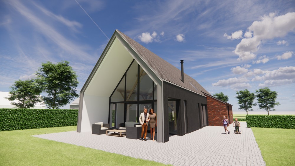 Afbeelding van Moderne schuurwoning met metalen en metselwerk gevel - ed1e0890-9a90-49ba-9601-23c315a2d650