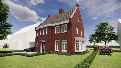 Afbeelding van Vrijstaande jaren 30 woning met metselwerk en zadeldak met gegolfde dakpannen - 08c89abd-c3b4-4d5a-a391-c847f8b9f764