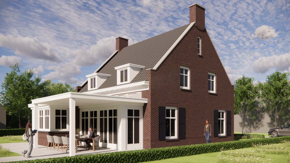 Afbeelding van Vrijstaande jaren 30 nieuwbouw met metselwerkgevel, zadeldak en dakkapel - 77993967-99bd-4c4d-8736-b3c3f0fd375a