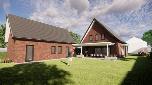 Afbeelding van Moderne woning met metselwerk gevels, vlakke dakpannen en uitgesproken risaliet - 2baff2be-b956-4291-80fe-87718b887772
