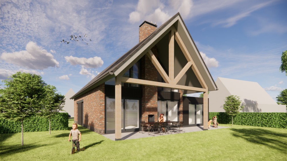 Afbeelding van Landelijke schuurwoning met metselwerk en houten accenten - 23bec32e-6fa5-4476-a0d5-b6d2f8c981be