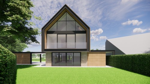 Afbeelding van Rietgedekt landhuis met stalen spanten en diepe dakoverstekken - 24eba8ef-bc5d-437b-b1c1-3866781007da