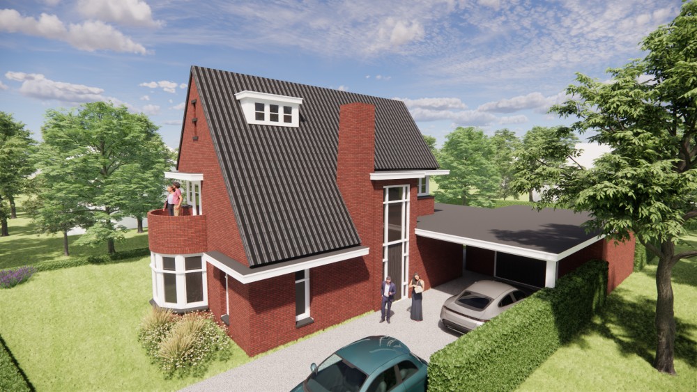 Afbeelding van Vrijstaande jaren 30 woning in metselwerk met zadeldak en gegolfde dakpannen - 4f042557-6fd6-4c2a-8c78-6446e6f3631d