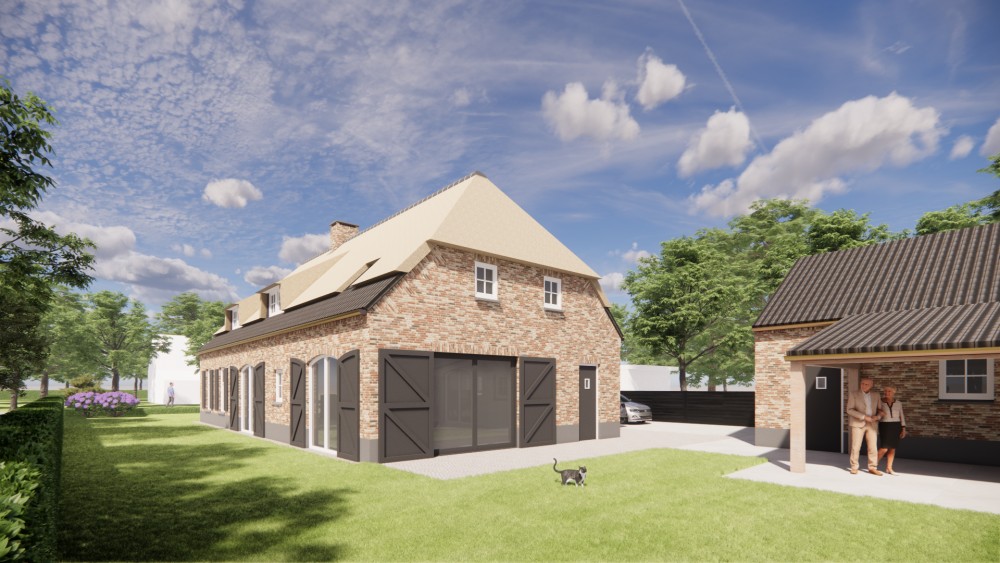 Afbeelding van Vrijstaande landelijke woning met rieten wolfsdak en bruine metselwerkgevel - 5f6abb5e-4758-403b-a8c5-032f0c0fd571