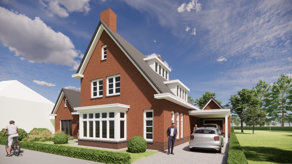 Afbeelding van Vrijstaande jaren 30 woning met metselwerk gevels en zadeldak met gegolfde dakpannen - e2dbc317-b667-4b22-a876-d25bdf335218