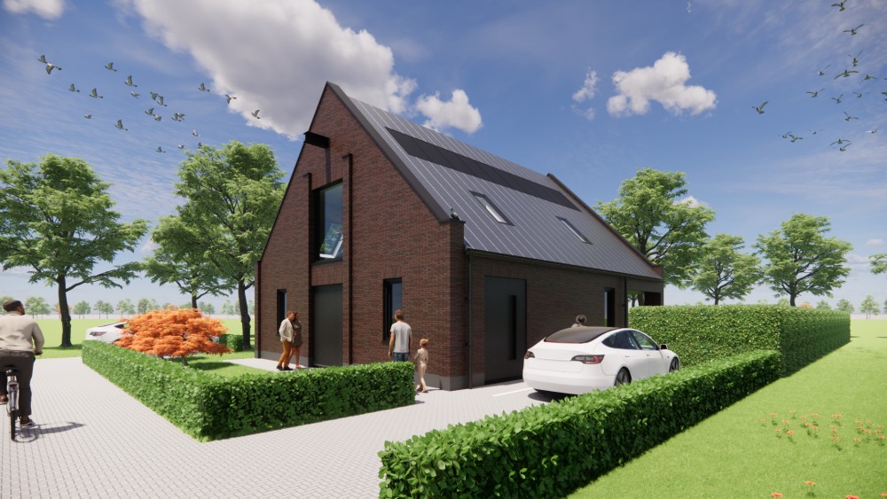 Afbeelding van Moderne schuurwoning met metselwerkgevel, cementplint en metalen zadeldak - 6ea93f4b-2bdd-4563-a995-43612e4abdb0