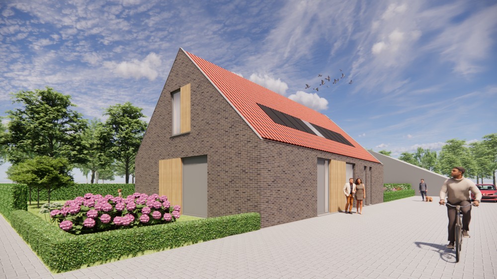Afbeelding van Schuurwoning met rood zadeldak en houten gevelaccenten - ac4378aa-df80-4cc2-ba10-1afc2844d5c0