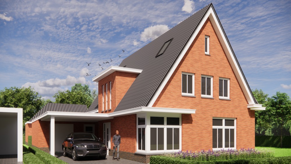 Afbeelding van Vrijstaande jaren 30 woning met rood metselwerk, zadeldak met gegolfde dakpannen en dakkapel - 62bb00fc-8792-4bc4-822f-08043c4e3ef5