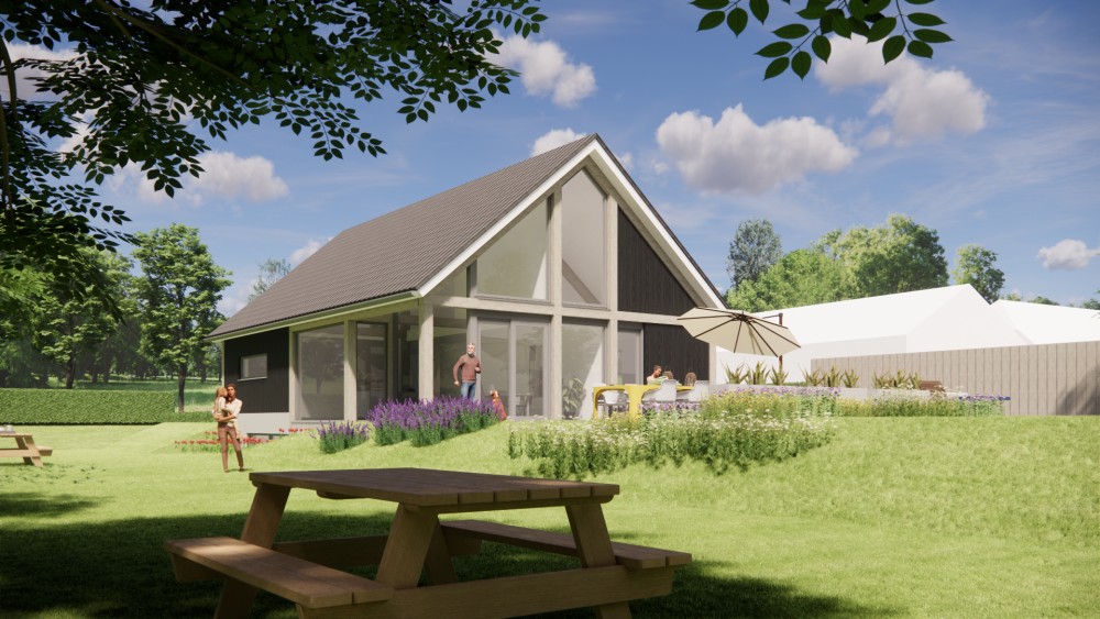 Afbeelding van Vrijstaande schuurwoning met houten gevel, hoekkozijnen en overkapt terras - b40e0447-e57f-4f10-8292-d79c7be398e8