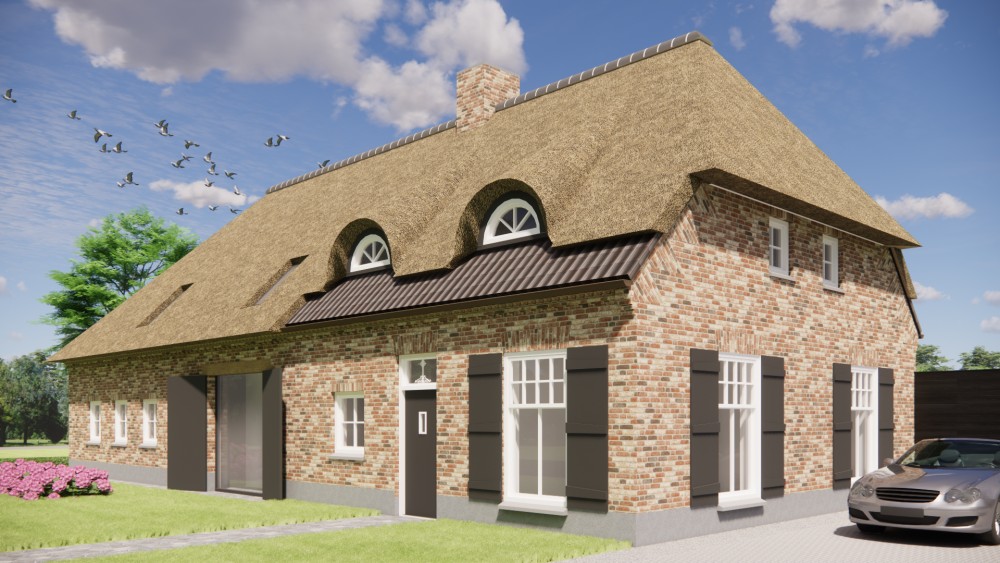 Afbeelding van Vrijstaande boerderij met beige metselwerk, dakkapel en luiken - de2fd26f-2266-4029-b9ae-fb64fd9c1ed0