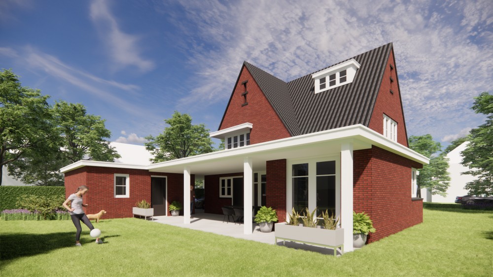 Afbeelding van Vrijstaande jaren 30 woning in metselwerk met zadeldak en gegolfde dakpannen - 4f042557-6fd6-4c2a-8c78-6446e6f3631d