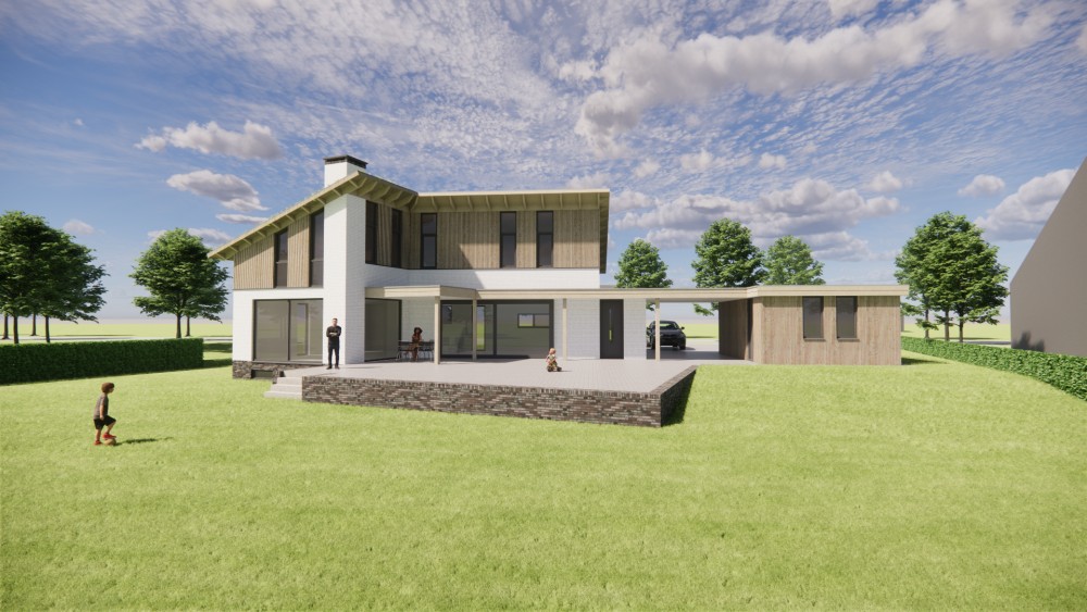 Afbeelding van Duurzame woning met houten gevels, groendak en dakoverstek - 97d08aa7-ab99-402f-b3d2-9b4e08d37f40