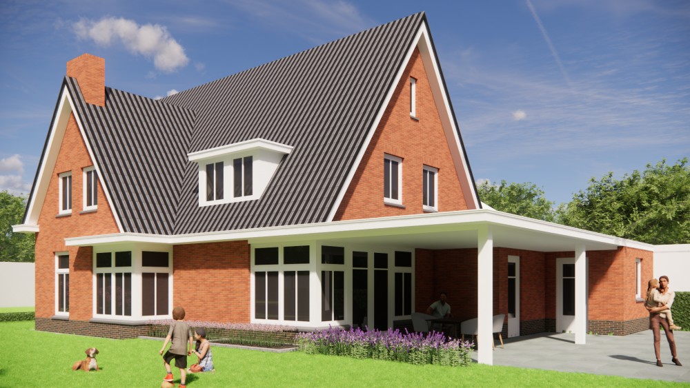 Afbeelding van Vrijstaande jaren 30 woning met rood metselwerk, zadeldak met gegolfde dakpannen en dakkapel - 62bb00fc-8792-4bc4-822f-08043c4e3ef5