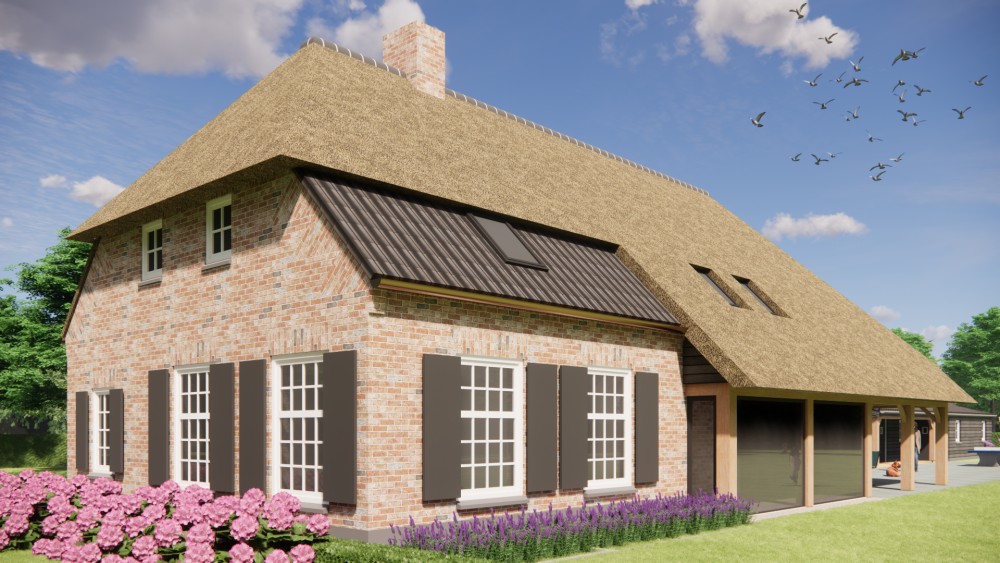 Afbeelding van Vrijstaande schuurwoning met schilddak in metselwerk en hout - 3bc896f3-6f63-4e5d-b3d0-4c4cb7607450