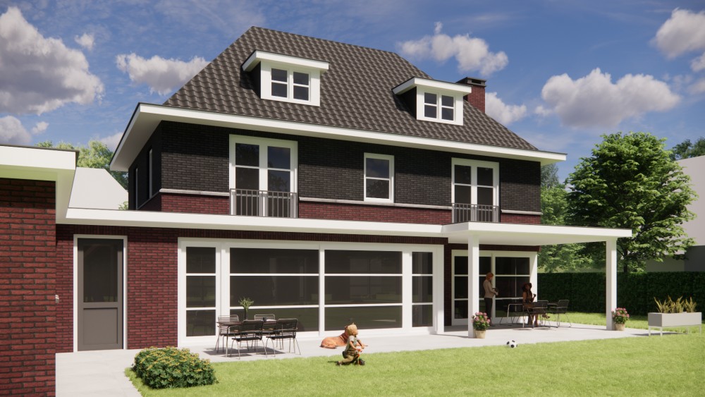 Afbeelding van Vrijstaande jaren 30 notariswoning met metselwerk gevel en schilddak met gegolfde dakpannen - 22cb31d9-9a91-4572-9ba0-3722e2bffae1