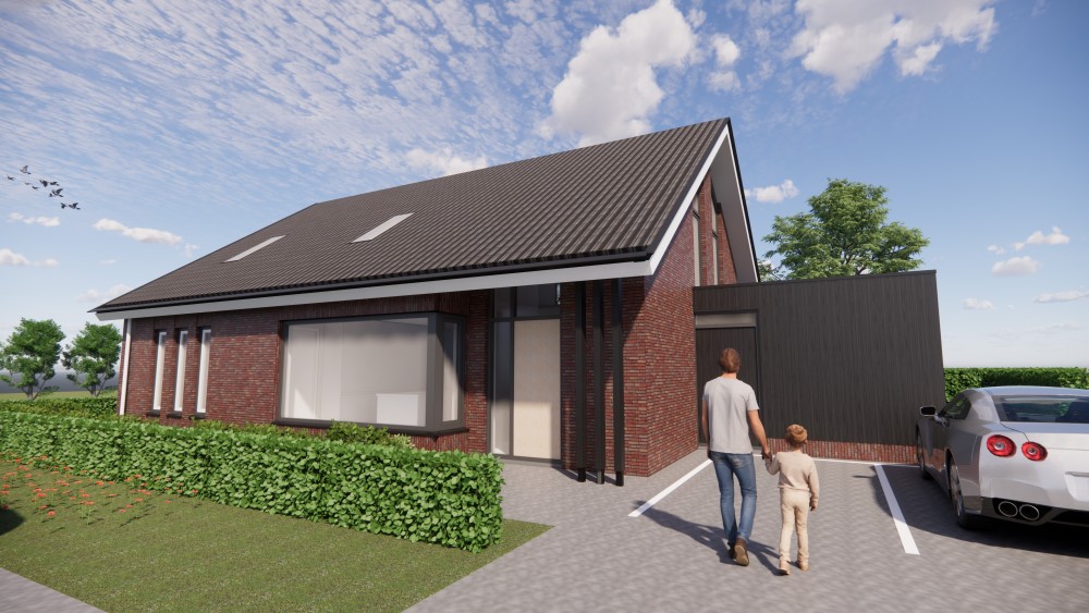 Afbeelding van Moderne woning met metselwerk gevel, houten accenten en overdekt terras - e55449ca-45dd-425a-a966-5607049424d7