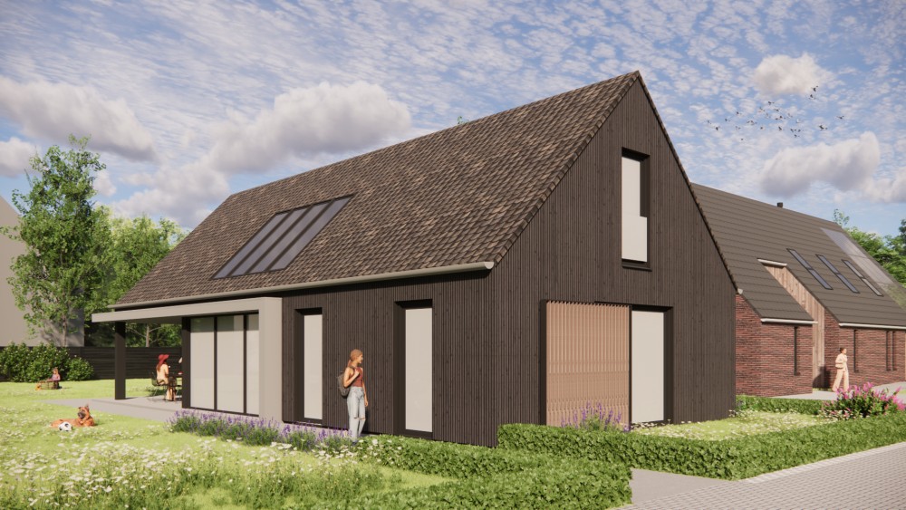 Afbeelding van Schuurwoning met houten gevels en zadeldak met gegolfde dakpannen - 7b5b5255-f1d0-48ac-94a9-f75f1e491f1c