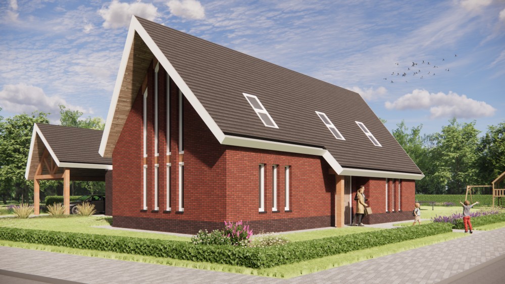 Afbeelding van Moderne schuurwoning met zadeldak, metselwerk en gegolfde dakpannen - 9ac3df01-7236-4a4e-9114-95275802f21d