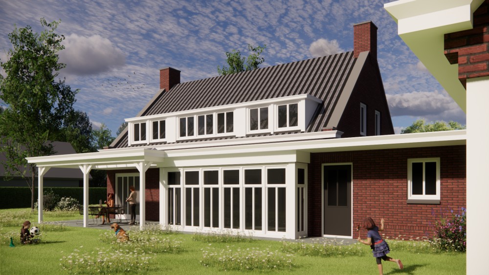 Afbeelding van Jaren 30 woning met metselwerk, zadeldak en gegolfde dakpannen - 8085e1c6-affa-4edf-9cae-c3cd92cd90d5