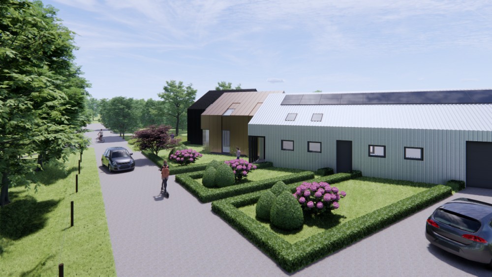 Afbeelding van Landelijke schuurwoning bestaande uit 3 delen met een gevel van metaal, hout en golfplaat - 3760d3e4-5e4d-402c-bb06-7c1b584e78b9