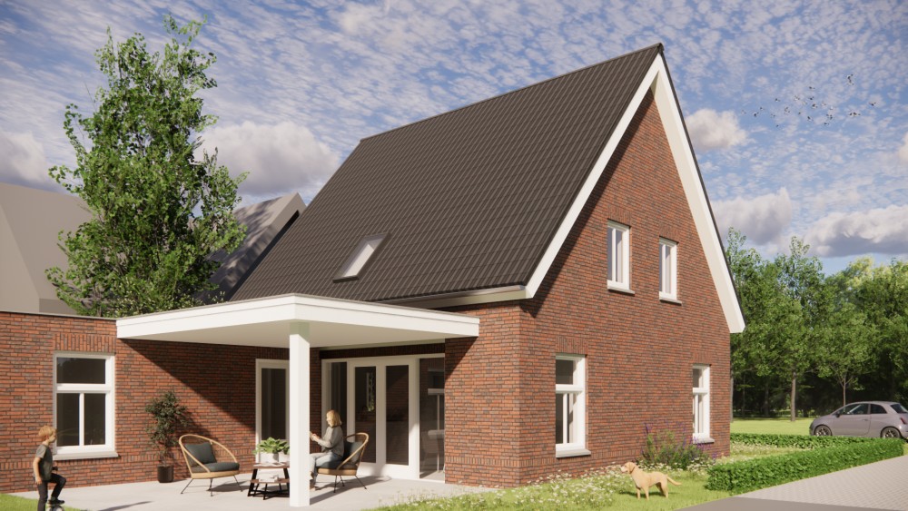 Afbeelding van Jaren 30 moderne woning met zadeldak, metselwerk en gegolfde dakpannen - cf50fd5c-5d37-4ed7-8cb0-7673cffef5d1