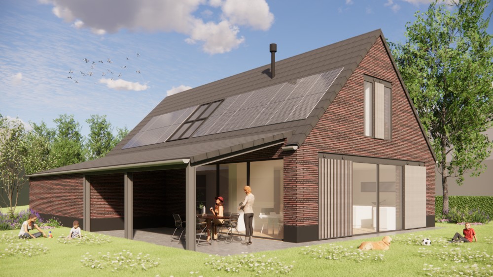 Afbeelding van Vrijstaande schuurwoning met metselwerk gevels en zadeldak met vlakke dakpan - cc3c31f8-f34f-49af-a02c-161c67c63a32