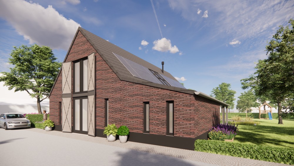 Afbeelding van Vrijstaande schuurwoning met metselwerk gevels en zadeldak met vlakke dakpan - cc3c31f8-f34f-49af-a02c-161c67c63a32