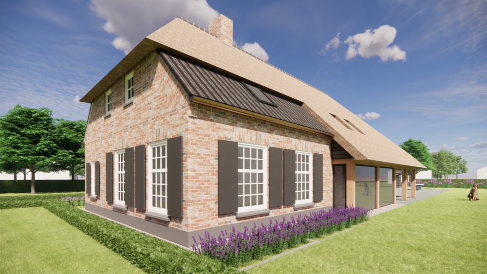 Afbeelding van Vrijstaande schuurwoning met schilddak in metselwerk en hout - 3bc896f3-6f63-4e5d-b3d0-4c4cb7607450