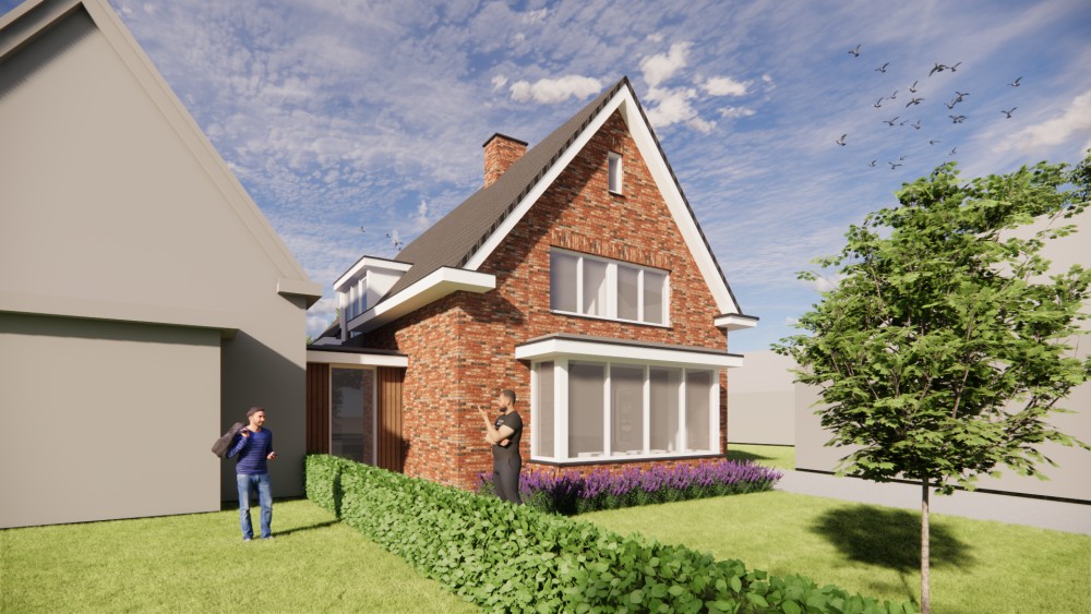 Afbeelding van Traditionele jaren 30 woning met metselwerk gevel, dakkapel en zadeldak met dakoverstek - 7123ce3c-c078-4ceb-928f-ae180534e416