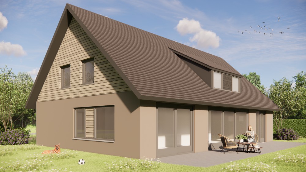 Afbeelding van Landelijke woning met zadeldak, pleisterwerk en dakkapel - 62d85566-d15c-4e3e-8a73-903009fc8057