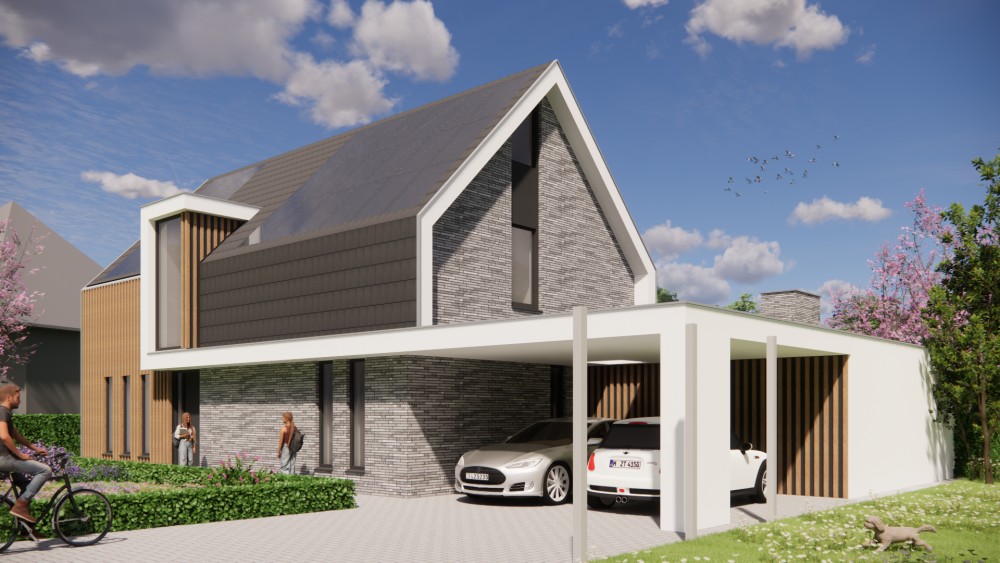 Afbeelding van Moderne woning met houten gevelbekleding en strak zadeldak - 6fbbb64b-7d64-4ea2-87d2-2bc96591a2f4