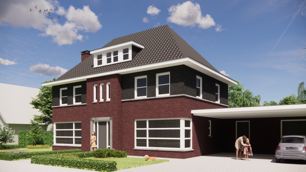 Afbeelding van Vrijstaande jaren 30 notariswoning met metselwerk gevel en schilddak met gegolfde dakpannen - 22cb31d9-9a91-4572-9ba0-3722e2bffae1