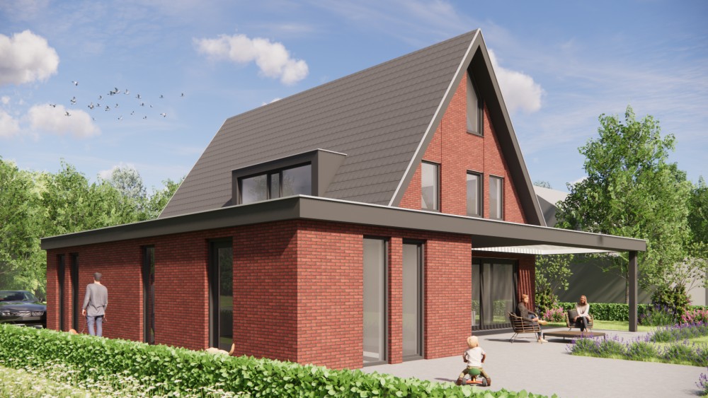 Afbeelding van Moderne woning met hoog zadeldak, houten accenten en royale overkapping - 141ffbb5-1ebc-4c54-9219-64723cf078f5