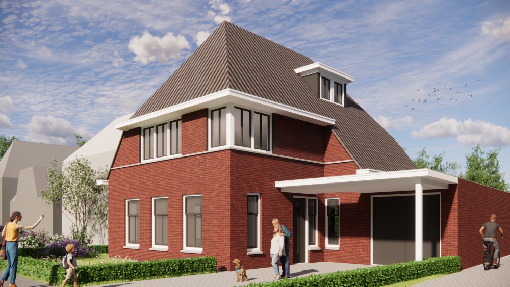 Afbeelding van Jaren 30 woning met metselwerk gevels, wolfsdak en klassieke details - bd5f5731-eb00-40e7-9aab-3fe54323d53c