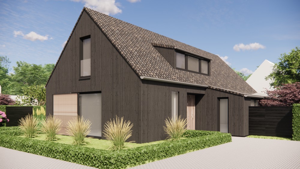 Afbeelding van Schuurwoning met houten gevels en zadeldak met gegolfde dakpannen - 7b5b5255-f1d0-48ac-94a9-f75f1e491f1c