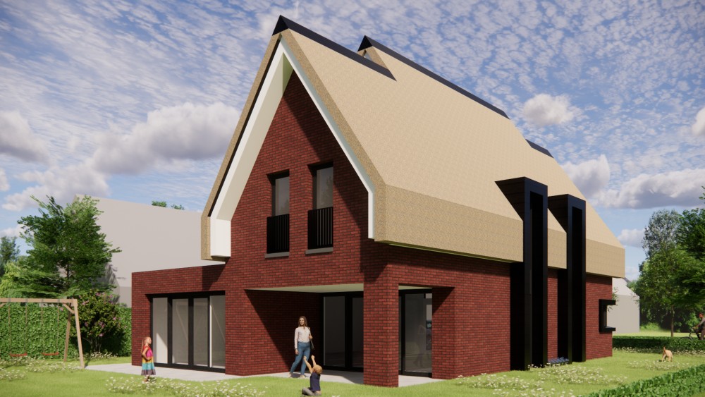 Afbeelding van Landelijke woning met rieten zadeldak en robuust metselwerk - 412f4e51-d644-41df-a338-5b96d05fc1a0
