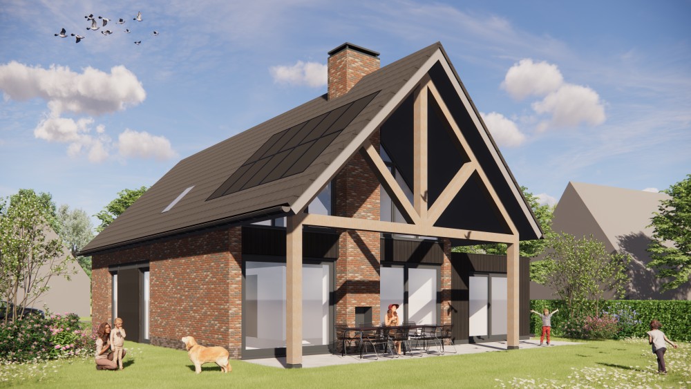 Afbeelding van Landelijke schuurwoning met metselwerk en houten accenten - 23bec32e-6fa5-4476-a0d5-b6d2f8c981be