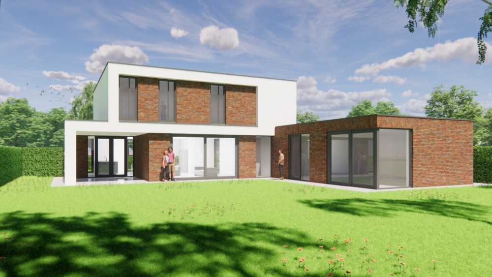 Afbeelding van Kubistische villa met strak pleisterwerk en royale raampartijen - cf671f28-199e-4e8b-8ab9-bacbc466d1b8