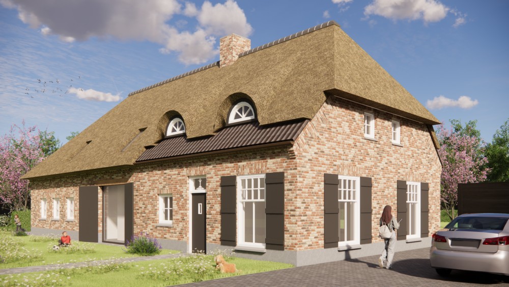 Afbeelding van Vrijstaande boerderij met beige metselwerk, dakkapel en luiken - de2fd26f-2266-4029-b9ae-fb64fd9c1ed0