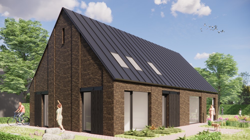 Afbeelding van Schuurwoning met stalen spant, metselwerk gevel en felsplaten zadeldak - ed00af26-52d5-47e5-a24d-400ec2104510