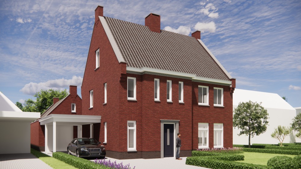 Afbeelding van Vrijstaande jaren 30 woning met metselwerk en zadeldak met gegolfde dakpannen - 08c89abd-c3b4-4d5a-a391-c847f8b9f764